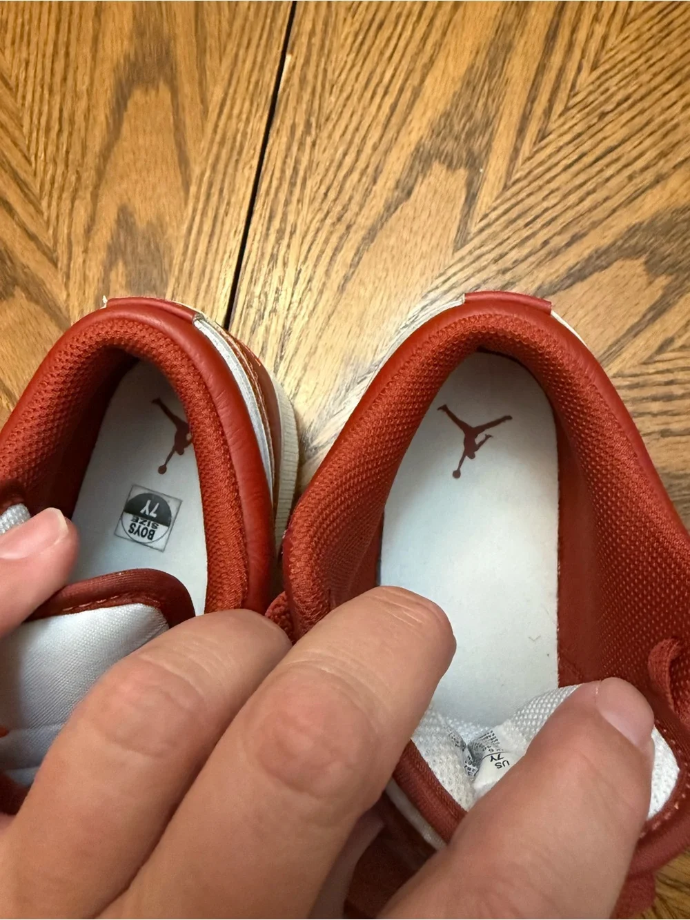 Nike Red and White Kids Low-Top Jordan Sneakers